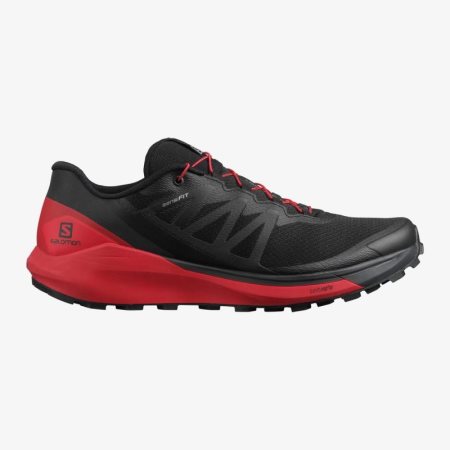 Salomon SENSE RIDE 4 Mens Trail Running Shoes Black/Red UK KRHE